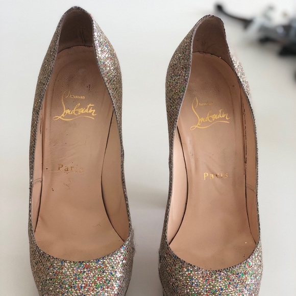 Christian Louboutin Gold Glitter Bibi 140 Pump - Picture 8 of 8